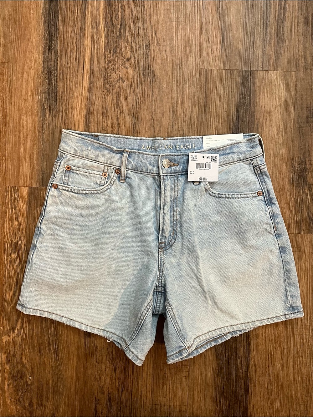 NWT American Eagle Strigid Denim Shorts Women’s Sz 4 (W 27) Light Blue High-Rise